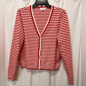 On 34th Women's Tipped V-Neck Fiery Red Cardigan with‎ Rhinestone Buttons XL